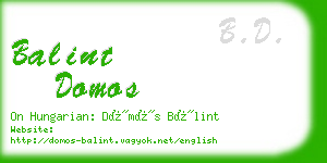 balint domos business card
